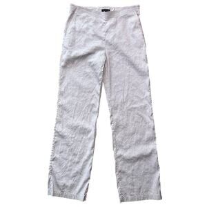 Eileen Fisher Linen Blend High Rise Straight Leg Beige Pants Small